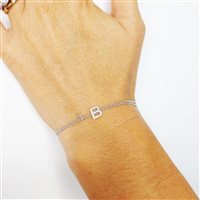 Vicenza - Piazzetta Palladio 2 - Pulsera Crivelli Mujer Lettere in Oro blanco Diamante 0.10 Ct 234-3614-BR LETTERA B - 234-3614-BR LETTERA B